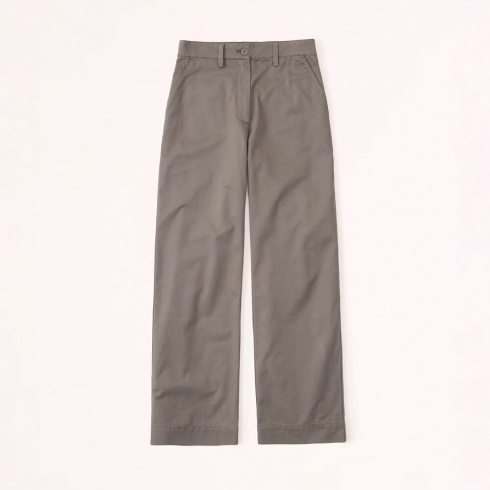 Abercrombie Twill Wide Leg Pant Dark Taupe Size Medium NEW NWT